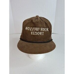 Vintage Hollow Rock Resort Corduroy Hat, Brown, Adjustable, Cord, San Sun